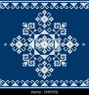 Zmijanje Volkskunst Stickereien Stil Vektor-Design - traditionelle Kreuzstich aus Bosnien und Herzegowina genannt Zmijanski vez Stock Vektor