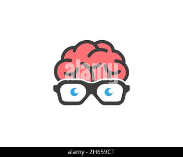 Creative Brain Geek Brille Logo Vektor Design Illustration Stock Vektor
