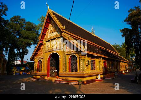 Laos, ville de Vientiane, Tempel Mehrwertsteuer Si Muang// Laos, Vientiane Stadt, Mehrwertsteuer Si Muang Tempel Stockfoto