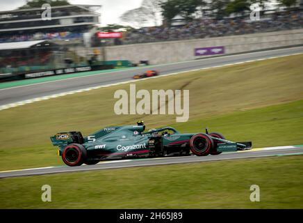 05 VETTEL Sebastian (ger), Aston Martin F1 AMR21, Action während der Formel 1 Heineken Grande Premio De Sao Paulo 2021, Sao Paulo Grand Prix, 19. Lauf der FIA Formel 1 Weltmeisterschaft 2021 vom 12. Bis 14. November 2021 auf dem Interlagos Circuit, in Sao Paulo, Brasilien - Foto: Dppi/DPPI/LiveMedia Stockfoto