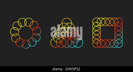 Dreieckige, runde und quadratische Form isoliert auf weißem Hintergrund. Kreis, Quadrat und Dreieck. Satz von Elementen für Symbol, Zeichen, Symbol. Logo-Vorlage. V Stock Vektor