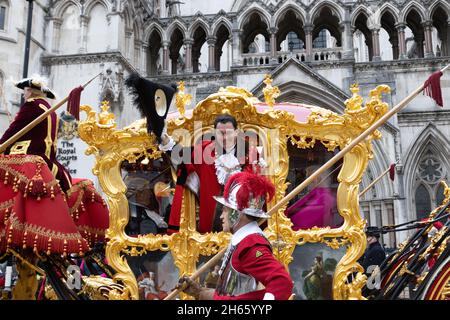 London, Großbritannien. November 2021. Vincent Keaveny wird auf der Lord Mayor’s Show der 693. Lord Mayor of London. Quelle: Andy Sillett/Alamy Live News Stockfoto