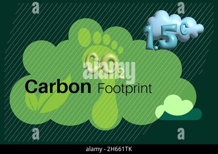 CO2-Fußabdruck konsept Vektordesign auf einem Eco-Geen-Hintergrund Stock Vektor