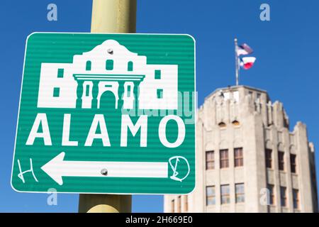 Alamo Sign, San Antonio TX Stockfoto