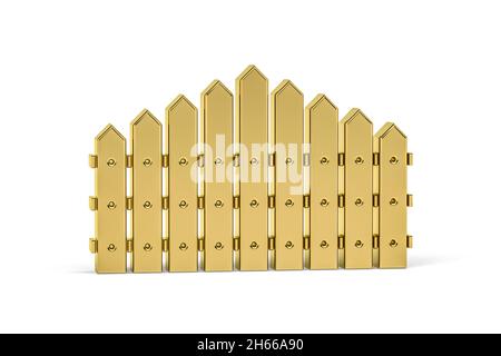 Goldenes 3d-Fence-Symbol auf weißem Hintergrund isoliert - 3d-Rendering Stockfoto