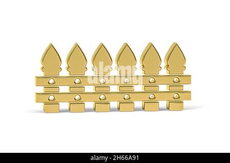 Goldenes 3d-Fence-Symbol auf weißem Hintergrund isoliert - 3d-Rendering Stockfoto