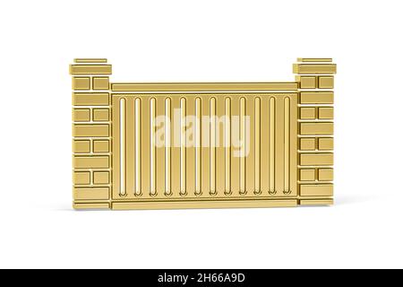 Goldenes 3d-Fence-Symbol auf weißem Hintergrund isoliert - 3d-Rendering Stockfoto