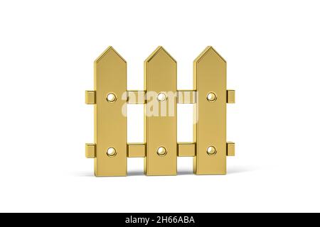 Goldenes 3d-Fence-Symbol auf weißem Hintergrund isoliert - 3d-Rendering Stockfoto