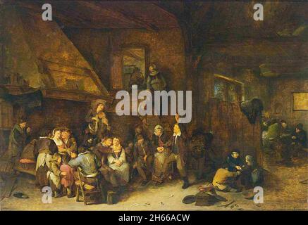 Cornelis Pietersz. Bega Kunstwerk mit dem Titel Taverne Interior - 1630 Stockfoto