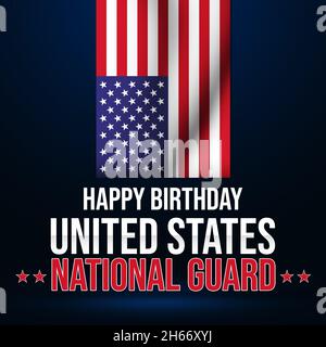 Alles gute zum Geburtstag United States National Guard Federal Holiday Kulisse mit amerikanischer Flagge. Geburtstag der Nationalgarde im Hintergrund Stockfoto