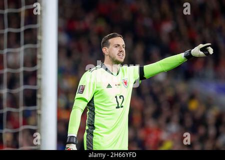 Cardiff, Wales, Großbritannien. November 2021. Danny ward aus Wales beim Qualifikationsspiel der Weltmeisterschaft 2022 zwischen Wales und Weißrussland im Cardiff City Stadium. Kredit: Mark Hawkins/Alamy Live Nachrichten Stockfoto