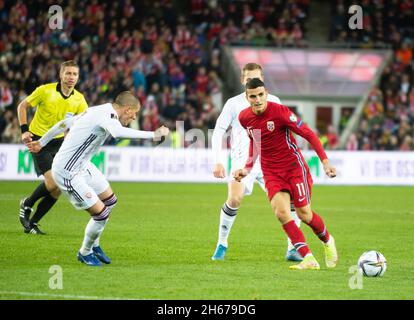 Oslo, Norwegen. November 2021. Mohamed Elyounoussi (11) aus Norwegen während der UEFA-WM-Qualifikation zwischen Norwegen und Lettland im Ullevaal Stadion in Oslo. (Foto: Gonzales Photo/Alamy Live News Stockfoto