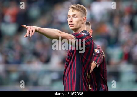 Warschau, Polen. Oktober 2021. Mariusz Malec von Pogon gesehen während des polnischen PKO Ekstraklasa League-Spiels zwischen Legia Warszawa und Pogon Szczecin im Marschall Jozef Pilsudski Legia Warsaw Municipal Stadium.Endstand; Legia Warszawa 0:2 Pogon Szczecin. (Foto von Mikolaj Barbanell/SOPA Images/Sipa USA) Quelle: SIPA USA/Alamy Live News Stockfoto