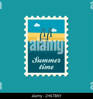 Swimmingpool flacher Stempel, Vektorgrafik eps 10 Stock Vektor