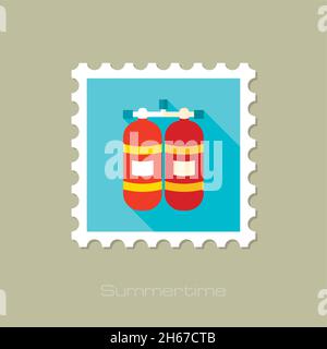 Sauerstofftank flacher Stempel mit langem Schatten, eps 10 Stock Vektor