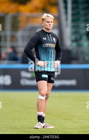 London, Großbritannien. November 2021. Ben Harris #14 von Saracens in London, Vereinigtes Königreich am 11/13/2021. (Foto von Richard Washbrooke/News Images/Sipa USA) Quelle: SIPA USA/Alamy Live News Stockfoto