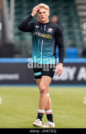 London, Großbritannien. November 2021. Ben Harris #14 von Saracens in London, Vereinigtes Königreich am 11/13/2021. (Foto von Richard Washbrooke/News Images/Sipa USA) Quelle: SIPA USA/Alamy Live News Stockfoto