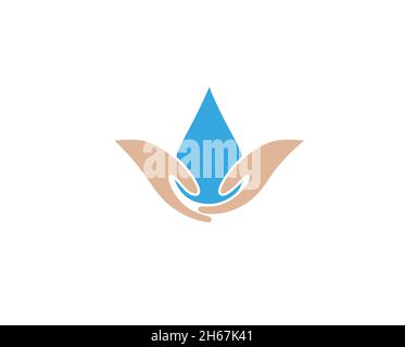 Wasser Pflege Hände halten Drop Logo Design Symbol Abbildung Stock Vektor