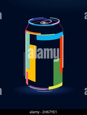 Aluminium kann mockup, abstrakte, bunte Zeichnung. Vektordarstellung von Farben Stock Vektor