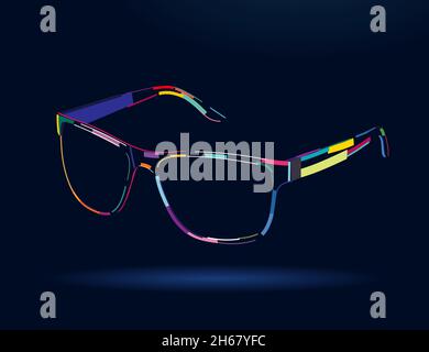 Stilvolle Sonnenbrille, abstrakte, farbenfrohe Zeichnung. Vektordarstellung von Farben Stock Vektor