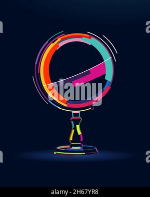 Globus des Planeten Erde. Design-Vorlage, Modell der Schule Glob, Modell der Erde für Grafik, abstrakte, bunte Zeichnung. Vektordarstellung von Farben Stock Vektor