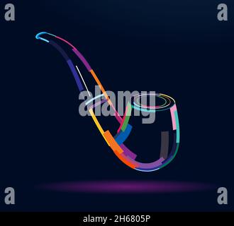 Tabakpfeife, abstrakte, farbenfrohe Zeichnung. Vektordarstellung von Farben Stock Vektor