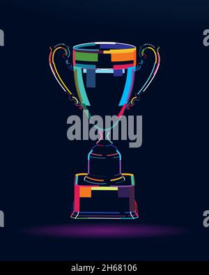Pokal. Siegertrophäe, Sportpreis. Siegerpreis, abstrakte, bunte Zeichnung. Vektordarstellung von Farben Stock Vektor