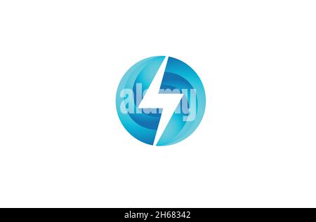 Flash Blue Circle Thunder Logo Vektorgrafik Stock Vektor