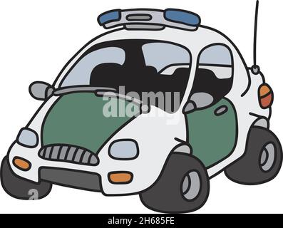 Die vektorisierte Handzeichnung eines lustigen Polizeiautos Stock Vektor