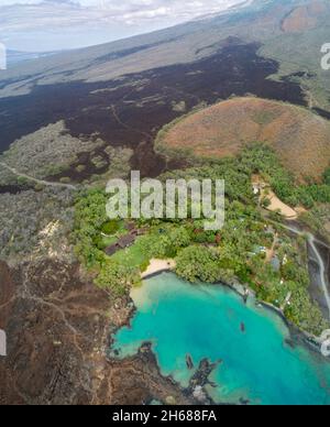 Eine Luftaufnahme von Jeff Bezos, einem 78 Millionen Dollar teuren Anwesen in La Perouse Bay, Süd Maui, Hawaii, USA. Stockfoto