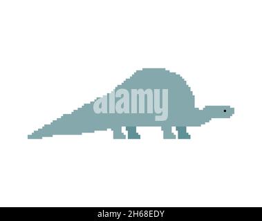 Apatosaurus Pixel Art Dinosaurier. Verpixelt Antike Tier. 8bit Dino prähistorisches Monster. Das Tier ist die Jurazeit Stock Vektor
