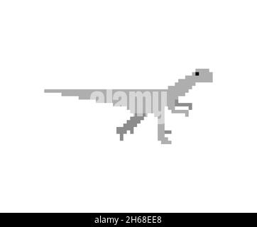 Velociraptor Pixel Art Dinosaurier. Verpixelt uraltes Tier. 8bit Dino prähistorisches Monster. Das Tier ist die Jurazeit Stock Vektor