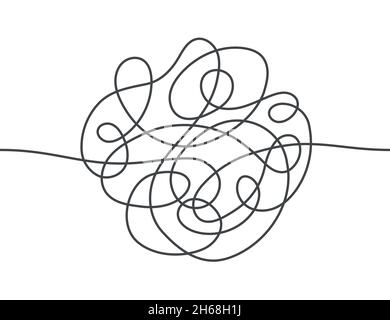 Abstrakter Zeilenpfad im Chaos. Schwieriger Weg. Linie fortsetzen. Chaospfad kritzeln. Handgezeichnete Doodle-Vektor-Illustration isoliert auf weißem Hintergrund Stock Vektor