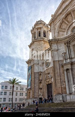 Catedral de la Santa Cruz sobre el Mar o Catedral La Cádiz, España Stockfoto