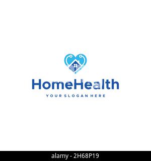 Modernes HomeHealth Herz Dachfenster Logo Design Stock Vektor