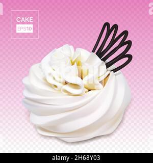 Realistische Illustration mit Baiser-Kuchen und Rahm. Stock Vektor
