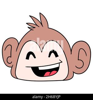 Freundlich lächelndes Gesicht Affenkopf, Vektor-Illustration Karton Emoticon. doodle Symbol Zeichnung Stock Vektor