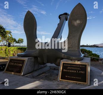 Waikiki, Honolulu, Hawaii - Oct 31, 2021-anchor from the USS Arizona at Pearl Harbor. Stock Photo