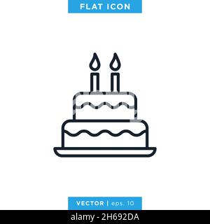 Geburtstag Tag Kuchen Symbol Vektor Stock Illustration Design Vorlage. Stock Vektor