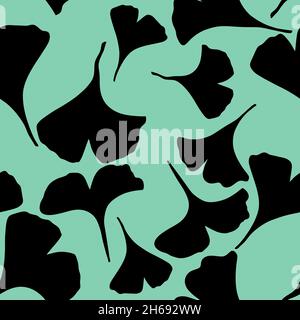 Nahtloses Ginkgo-Muster für Stoffe und Textilien sowie Verpackungen und Geschenke sowie Karten und Bettwäsche Stockfoto