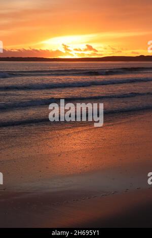 Morgenlicht am Strand von Fraserburgh Stockfoto