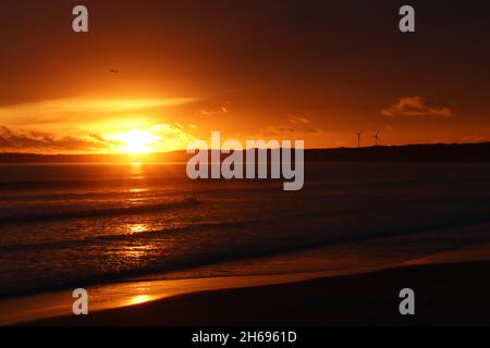 Morgenlicht am Strand von Fraserburgh Stockfoto