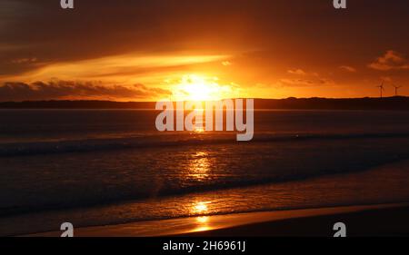 Morgenlicht am Strand von Fraserburgh Stockfoto