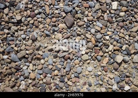 Bunt, Strandsteine, Kieselsteine, Felsen, Bunt, Gehweg, Pfad, Gelände, Abstrakt, Seesteine Stockfoto