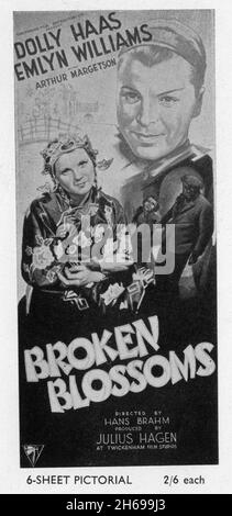 DOLLY HAAS EMLYN WILLIAMS und ARTHUR MARGETSON in BROKEN BLOSSOMS 1936 Regisseur JOHN BRAHM adaptiert von Emlyn Williams aus The Chink and the Child von Thomas Burke und D.W. Griffiths stilles Meisterwerk Broken Blossoms, Regie James A. Carter Julius Hagen Productions / Twickenham Film Distributors Ltd Stockfoto