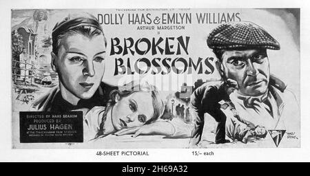 DOLLY HAAS EMLYN WILLIAMS und ARTHUR MARGETSON in BROKEN BLOSSOMS 1936 Regisseur JOHN BRAHM adaptiert von Emlyn Williams aus The Chink and the Child von Thomas Burke und D.W. Griffiths stilles Meisterwerk Broken Blossoms, Regie James A. Carter Julius Hagen Productions / Twickenham Film Distributors Ltd Stockfoto