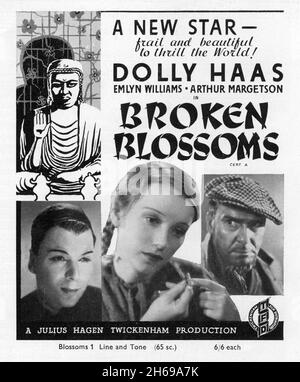 DOLLY HAAS EMLYN WILLIAMS und ARTHUR MARGETSON in BROKEN BLOSSOMS 1936 Regisseur JOHN BRAHM adaptiert von Emlyn Williams aus The Chink and the Child von Thomas Burke und D.W. Griffiths stilles Meisterwerk Broken Blossoms, Regie James A. Carter Julius Hagen Productions / Twickenham Film Distributors Ltd Stockfoto