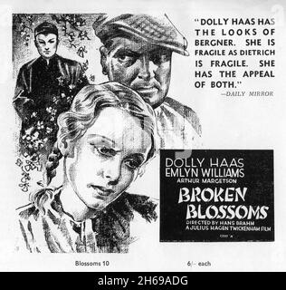 DOLLY HAAS EMLYN WILLIAMS und ARTHUR MARGETSON in BROKEN BLOSSOMS 1936 Regisseur JOHN BRAHM adaptiert von Emlyn Williams aus The Chink and the Child von Thomas Burke und D.W. Griffiths stilles Meisterwerk Broken Blossoms, Regie James A. Carter Julius Hagen Productions / Twickenham Film Distributors Ltd Stockfoto