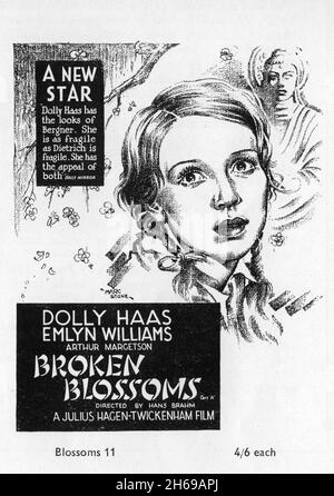 DOLLY HAAS EMLYN WILLIAMS und ARTHUR MARGETSON in BROKEN BLOSSOMS 1936 Regisseur JOHN BRAHM adaptiert von Emlyn Williams aus The Chink and the Child von Thomas Burke und D.W. Griffiths stilles Meisterwerk Broken Blossoms, Regie James A. Carter Julius Hagen Productions / Twickenham Film Distributors Ltd Stockfoto