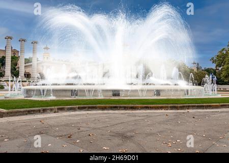 Der spektakuläre Magische Brunnen von Montjuic, Barcelona, Katalonien, Spanien Stockfoto